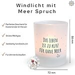 Windlicht Glas Meer Sprueche Kuestenglueck Geschenk Geburtstag Teelichthalter Kerze Maritim