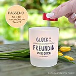 Windlicht Glas Spruch Gluecksfreundin Geschenk Freundin Geburtstag Teelichthalter Kerze Kuestenglueck3