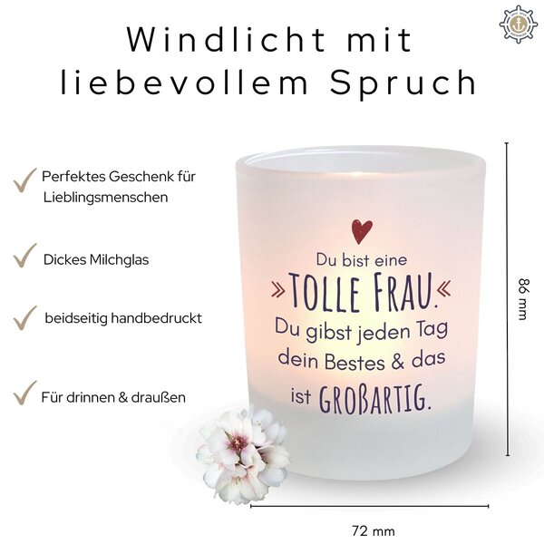 Windlicht Glas Tolle Frau Geschenk Frau Geburtstag Deko Teelichthalter Kerze Kuestenglueck