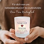 Windlicht Glas Schwester Im Herzen Spruch Geschenk Freundin Geburtstag Teelichthalter Kerze Deko Kuestenglueck5