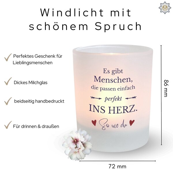 Windlicht Glas Mit Spruch Herz Geschenk Frauen Geburtstag Teelichthalter Kerze Kuestenglueck 1