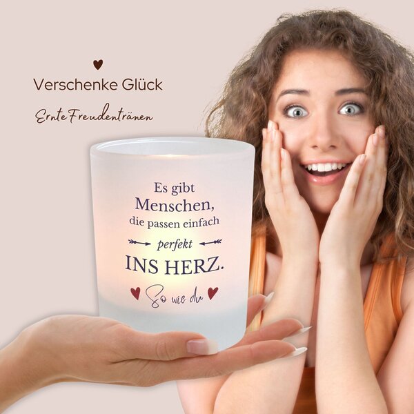 Windlicht Glas Mit Spruch Herz Geschenk Frauen Geburtstag Teelichthalter Kerze Kuestenglueck 4