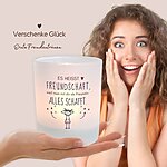 Windlicht Glas Freundschaft Spruch Geschenk Geburtstag Teelichthalter Kerze Kuestenglueck2