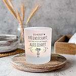 Windlicht Glas Freundschaft Spruch Geschenk Geburtstag Teelichthalter Kerze Kuestenglueck3