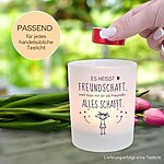 Windlicht Glas Freundschaft Spruch Geschenk Geburtstag Teelichthalter Kerze Kuestenglueck4