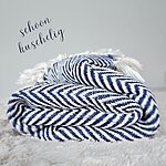 Herringbone Decke Dunkelblau Weiß Kuscheldecke Sofa Decke Skandi Nordisch Kuestenglueck