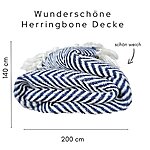 Herringbone Decke Dunkelblau Weiß Kuscheldecke Sofa Decke Skandi Nordisch Kuestenglueck2