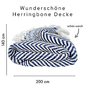 Herringbone Decke Dunkelblau Weiß Kuscheldecke Sofa Decke Skandi Nordisch Kuestenglueck2