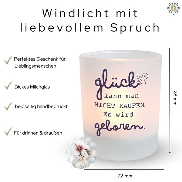 Windlicht Zur Geburt Glück Geboren Kuestenglueck