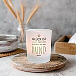 Windlicht Glas Spruch Hundeglueck Geschenk Hundebesitzer Geburtstag Teelichthalter Kerze Deko Kuestenglueck2