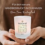 Windlicht Glas Spruch Hundeglueck Geschenk Hundebesitzer Geburtstag Teelichthalter Kerze Deko Kuestenglueck5