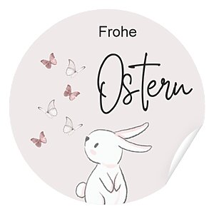 Oster Aufkleber Hase Rosa Weiß Frohe Ostern Sticker Geschenkaufkleber Kuestenglueck