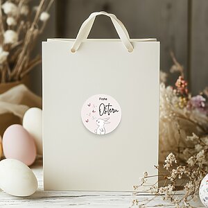 Oster Aufkleber Hase Rosa Weiß Frohe Ostern Sticker Geschenkaufkleber Kuestenglueck5