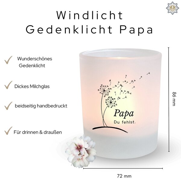 Windlicht Glas Gedenklicht Papa Vater Trauer Geschenk Kuestenglueck