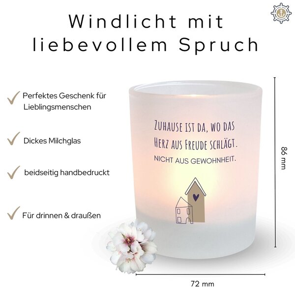 Windlicht Herz Zuhause Geschenk Glück Kuestenglueck