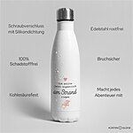 Thermosflasche Edelstahl Trinkflasche 500ml Am Strand Weiß Kuestenglueck