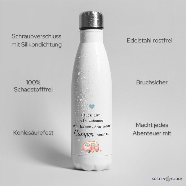 Thermosflasche Edelstahl Trinkflasche 500ml Camping Weiß Kuestenglueck6