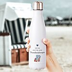 Thermosflasche Edelstahl Trinkflasche 500ml Strandkorb Therapie Weiß Kuestenglueck