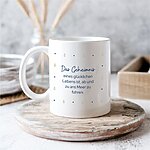 Tasse mit Anker Spruch Das Geheimnis eines glücklichen Lebens ist, ab und zu ans Meer zu fahren. I 300ml I weiß, blau, beige. Maritimes Geschenk für Freundin, Kollegin, Familie. Zum Geburtstag, als Mitbringsel oder einfach so.