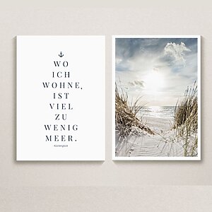 Meer Sprüche Poster Set Zu Wenig Meer Strand Kuestenglueck Sprueche