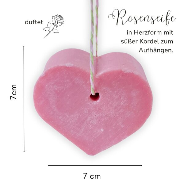 Seife Herzform Geburtstag Geschenk Rosa Rosenseife Kuestenglueck2