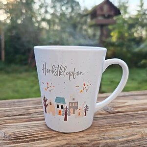 Tasse Herbstklopfen Deko Geschenk Herbst Grün Beige Kuestenglueck