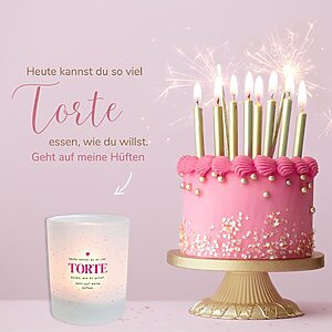 Windlicht Torte Geburtstag Lustiger Spruch Witziges Geschenk Frau Pink Kerze4