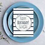 Grußkarte Happy Birthday Geburtstag Karte Gestreift Blau Weiß Kuestenglueck