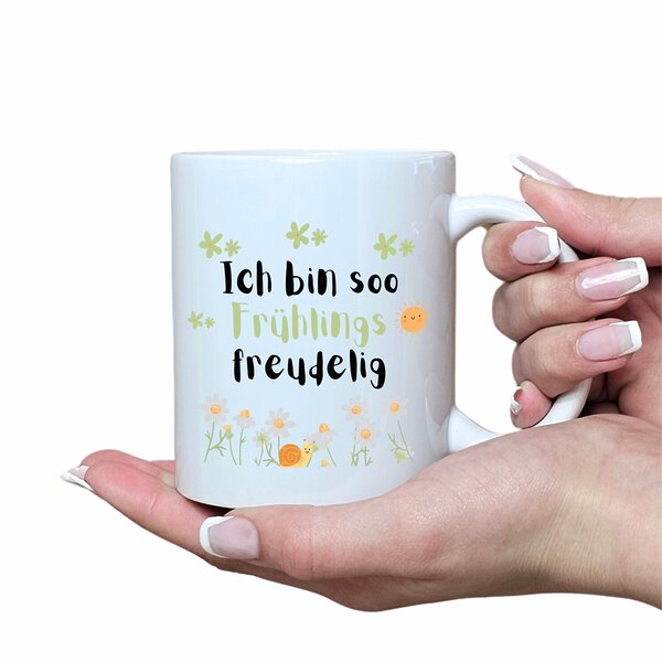 Tasse Frühling Spruch Frühlingsfreudelig Geschenk Geburtstag Freundin Kuestenglueck