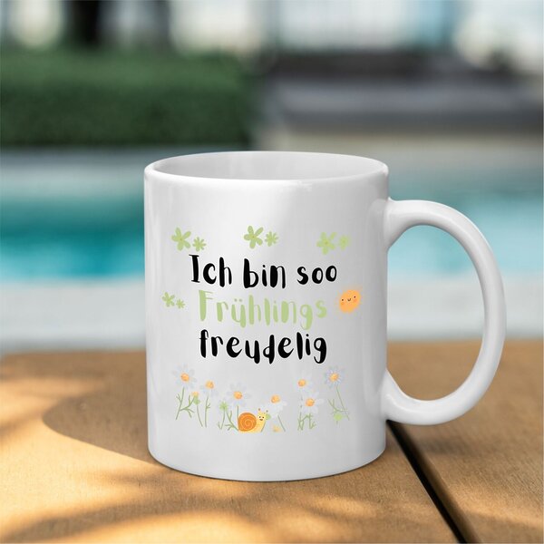 Tasse Frühling Spruch Frühlingsfreudelig Geschenk Geburtstag Freundin Kuestenglueck