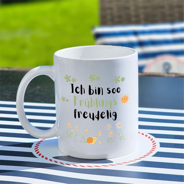 Tasse Frühling Spruch Frühlingsfreudelig Geschenk Geburtstag Freundin Kuestenglueck