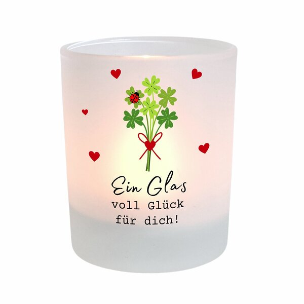 Windlicht Glas Voll Glück Geschenk Freundin Mutmacher Kuestenglueck