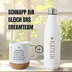 Tasse mit Deckel Leg los, Keramiktasse mit Kork, Korktasse mit Spruch, Punkte, braun schwarz grün Spruch Kaffeepott Kaffeebecher Kaffeetasse Geschenk, Tasse Becher