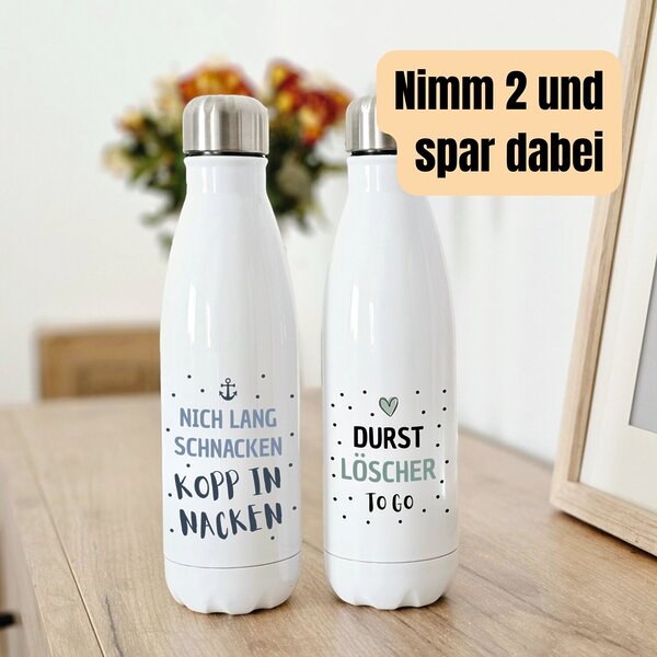 Trinkflasche Nicht Lang Schnacken Mit Spruch Norddeutsch Witzig Thermosflasche Kuestenglueckzweier